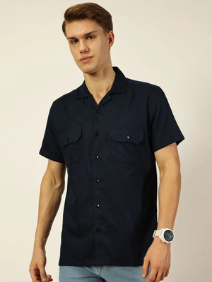 INVICTUS Men Solid Casual Dark Blue Shirt