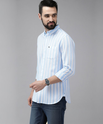 THE BEAR HOUSE Men Striped Casual Blue Shirt