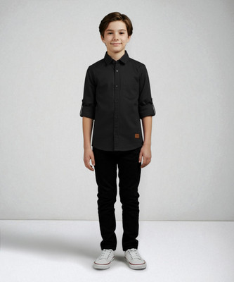 KILLER Boys Solid Casual Black Shirt