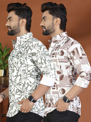 ADWYN PETER Men Printed Casual Multicolor Shirt(Pack of 2)