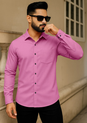 AITAVIKOVERSEAS Men Solid Casual Pink Shirt