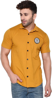 Lawful Casual Men Printed Casual Gold Shirt