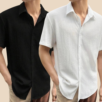 METRONAUT Men Solid Casual Multicolor Shirt(Pack of 2)