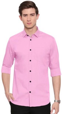 ZERO FASHION Men Solid Casual Pink Shirt