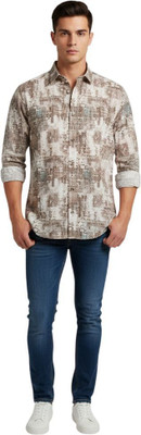 JAKSWEARTHE MOMENT Men Printed Casual Brown Shirt