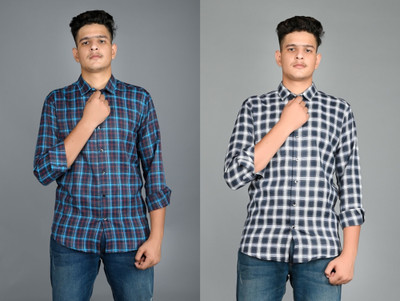 Tanip Men Checkered Casual Multicolor Shirt(Pack of 2)