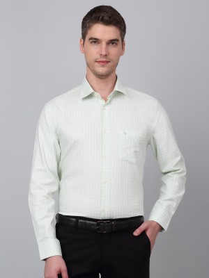 CANTABIL Men Checkered Formal Green Shirt