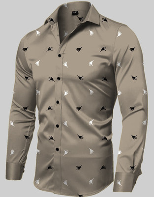 Yaara fashion Men Printed Casual Grey Shirt