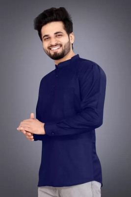 dijitra fab Men Solid Casual Blue Shirt