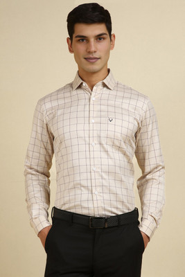 Allen Solly Men Checkered Formal Beige Shirt