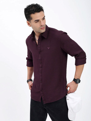 Stellalifestyle Men Solid Casual Purple Shirt