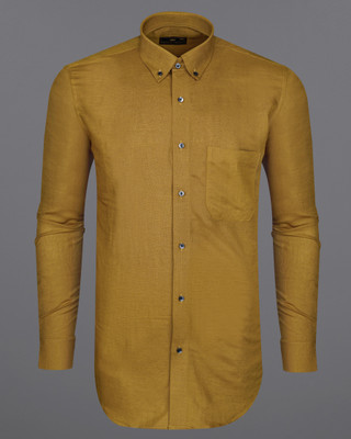 french crown Men Solid Casual Brown Shirt