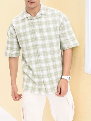 Kook N Keech Men Checkered Casual Green Shirt