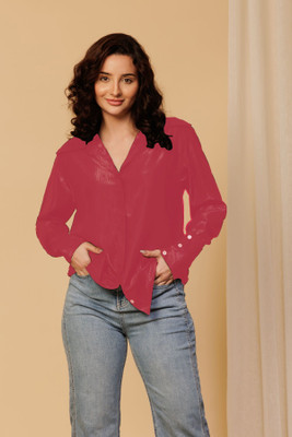 Urban Sundari Women Solid Casual Pink Shirt