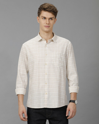VOI JEANS Men Checkered Casual White, Beige Shirt
