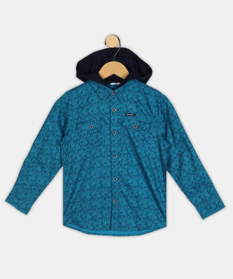 Allen Solly Boys Floral Print Casual Blue Shirt