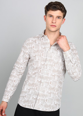 INTEGRITI Men Printed Casual Khaki Shirt