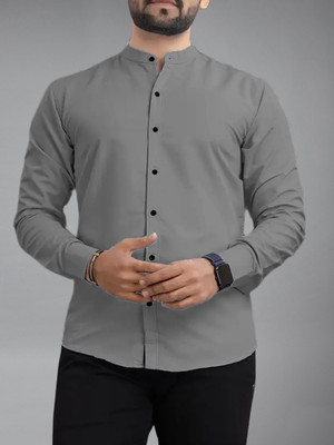 Apektra Men Solid Casual Grey Shirt