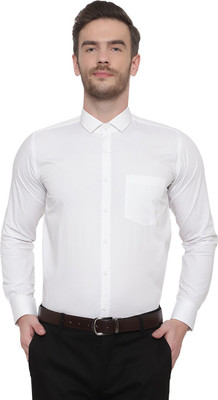SREY Men Solid Formal White Shirt