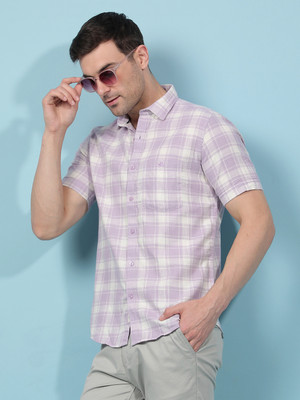 CRIMSOUNE CLUB Men Checkered Casual Purple Shirt