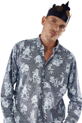 french crown Men Printed Casual Green Shirt