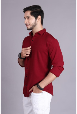 Parth Creation Men Solid Casual Maroon Shirt