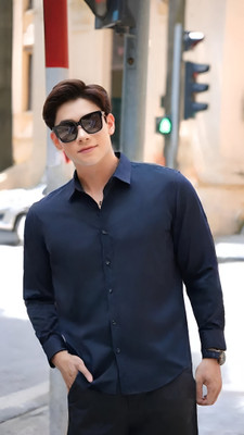 CADMON Men Solid Formal Blue Shirt