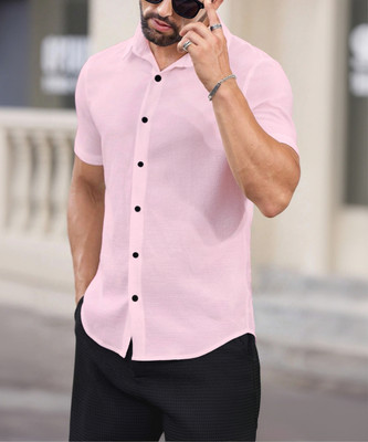 Marmic Fab Men Self Design Casual Green Shirt