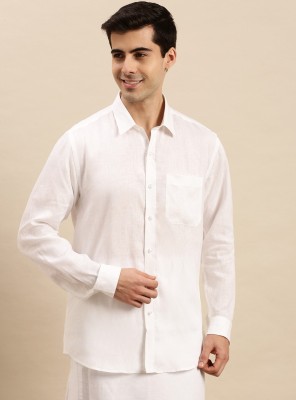 Ramraj Cotton Men Solid Formal White Shirt