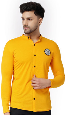 Blisstone Men Solid Casual Yellow Shirt