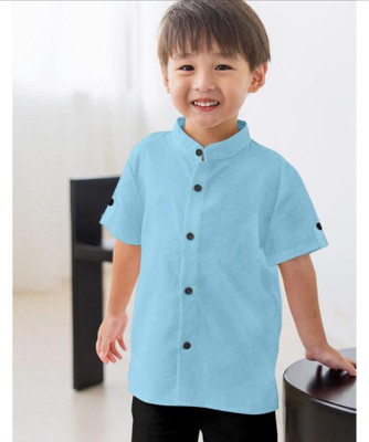 RUTABO Boys Solid Casual Light Blue Shirt