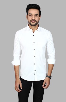 Liza Martin Men Solid Casual White Shirt