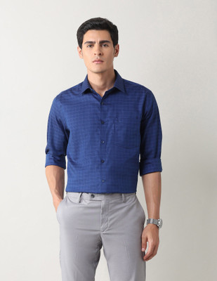 ARROW Men Checkered Formal Blue Shirt