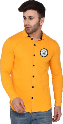 Lawful Casual Men Solid Casual Yellow Shirt