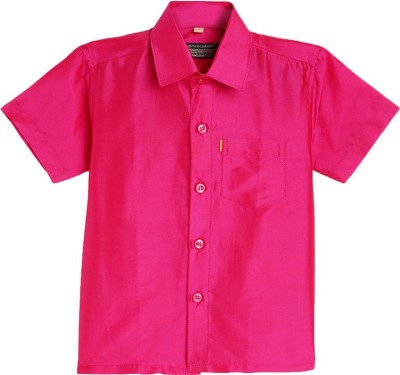 THANGAMAGAN Boys Solid Casual Pink Shirt