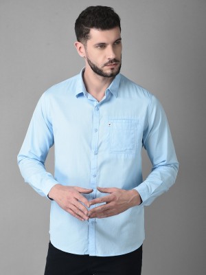 Canary London Men Solid Casual Light Blue Shirt