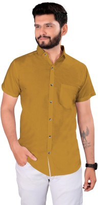 RUDHAARI Men Solid Casual Yellow Shirt