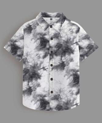 yaatri Boys Dyed/Ombre Casual Black, White, Grey Shirt