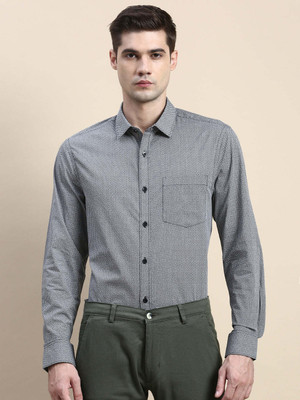 INVICTUS Men Printed Formal Dark Blue Shirt