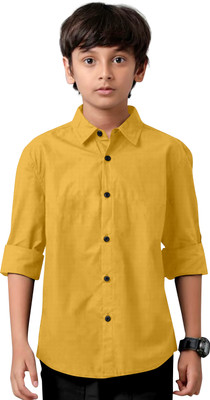 REAL WAY Boys Solid Casual Yellow Shirt