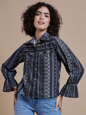 CORSICA Women Printed Casual Black Shirt