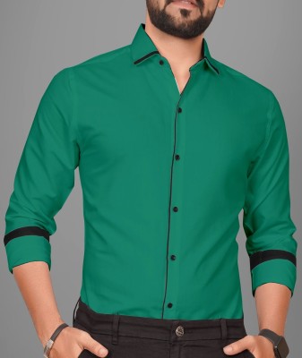 GLOBAL NOMAD Men Solid Casual Green Shirt