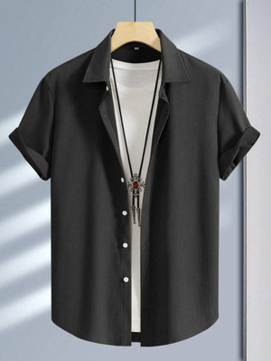 MOXTE Men Striped Casual Black Shirt