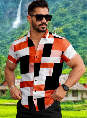 cotonkurtis Men Printed Casual Orange Shirt