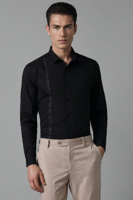 LOUIS PHILIPPE Men Solid Formal Black Shirt