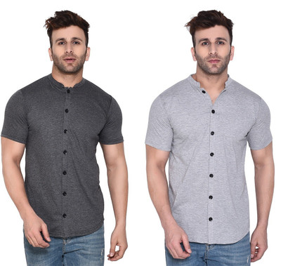 BEYOU FASHION Men Solid Casual Silver, Grey Shirt(Pack of 2)