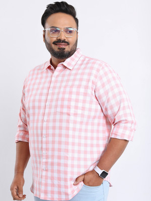HIGHLANDER Men Checkered Casual Pink Shirt