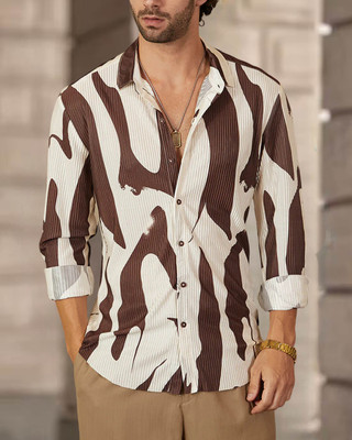 METRONAUT Men Dyed/Ombre Casual Brown Shirt