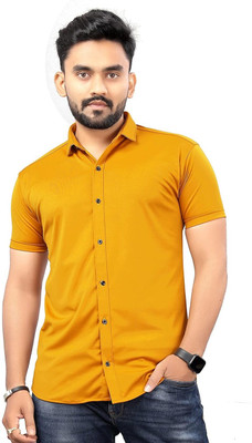 Dakshata Enterprise Men Solid Casual Yellow Shirt