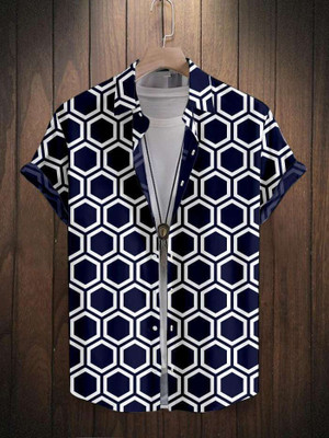 TatvamZone Men Printed Casual Blue Shirt